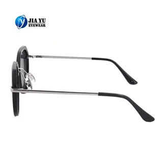 Custom Logo Mirror Lens Polarized Plastic Retro Small Round Polarized Women Sunglasses Metal